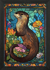 Stained Glass Otter Framed