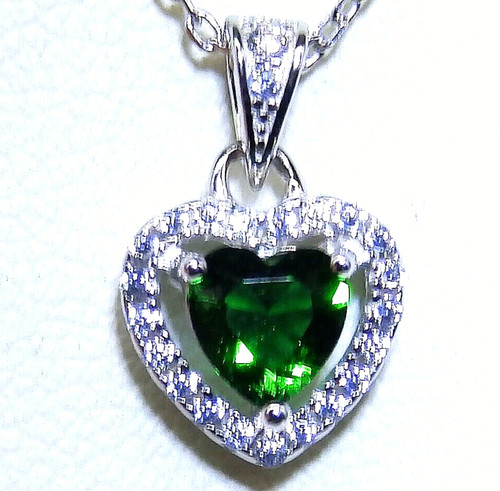 Silver heart pendant emerald - heart,