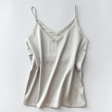 Women Silk Satin Camisole Plain Strappy Vest Tank Tops Sleeveless Blouse T-shirt