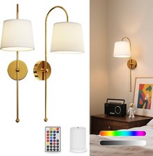 Remote Control Rechargeable Magnetic Wall Lights Magnetic Design. Gold - 2 Pack
