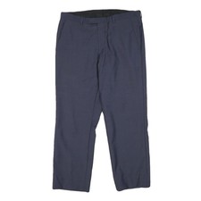BOSS Mens Wool Navy Regular Fit Straight Leg Trousers W32 L27 Dress Pants