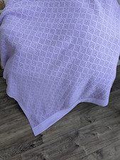 Purple Vintage Cellular Double Blanket with Ribbon Trim approx 240 cm x 250cm