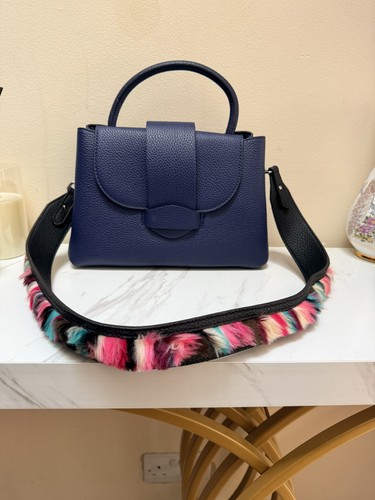 Zara blue leather handbag with
