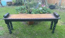 19 Century carved Gothic  Oak Window hall bench pew seat Circa 1890 .