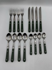 Gourmet Pride Cafe Style 16 Piece Cutlery Set Green Handle Stainless Steel