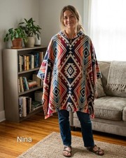 100% Alpaca Wool Hooded Poncho