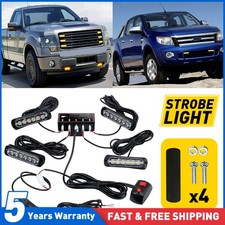 4x Amber 6 LED Car Truck Emergency Beacon Lights Hazard Flash Strobe Bar Warning