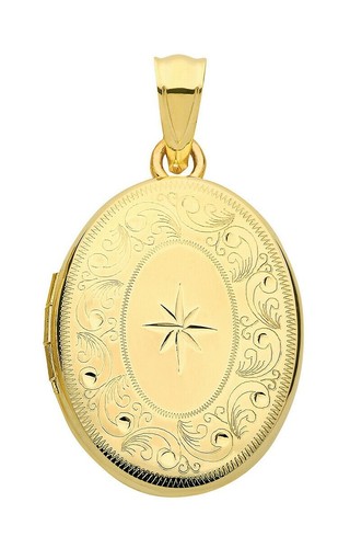 Yellow gold locket oval - gold,