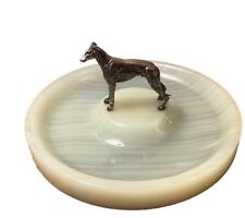 Antique Onyx Greyhound Paperweight / Desk Tidy, Circa 1920