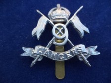9TH LANCERS CAP BADGE, IMPERIAL CROWN, WHITE METAL. EX DISPLAY CASE .
