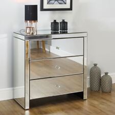 Mirrored Chest of Drawers, Seville 3 Large Storage Drawers 80cm x 82cm x 40cm