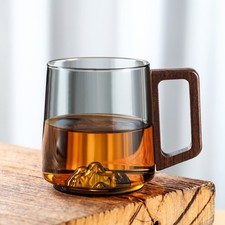 Large Capacity Glass Cup Tea Cup Coffee Mug Cocktail Cup Water Cup Wooden Handle