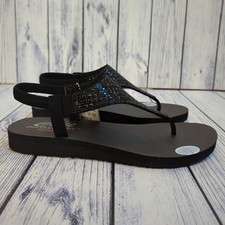 Skechers Cali Meditation Ladies Flip Flops Rockstar Black UK 7