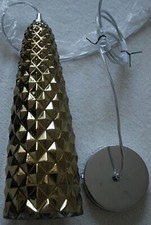 Beautiful Gold Glass Ceiling Lamp Light Long Cord Embossed Geo Pine Acorn Shade