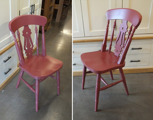 Painted fiddle back chairs - x2,