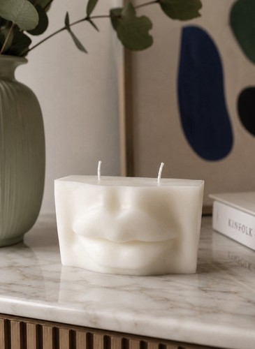 Sculptural lips candle - sculptural,