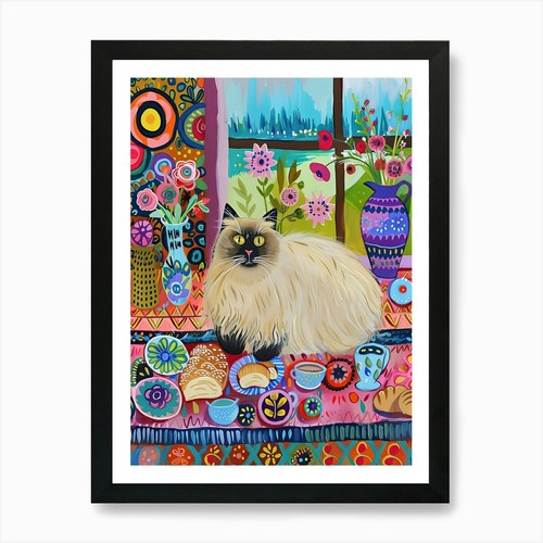 Tea time with himalayan cat - time, a