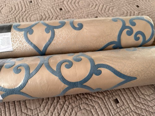 Teal gold damask - damask, 2