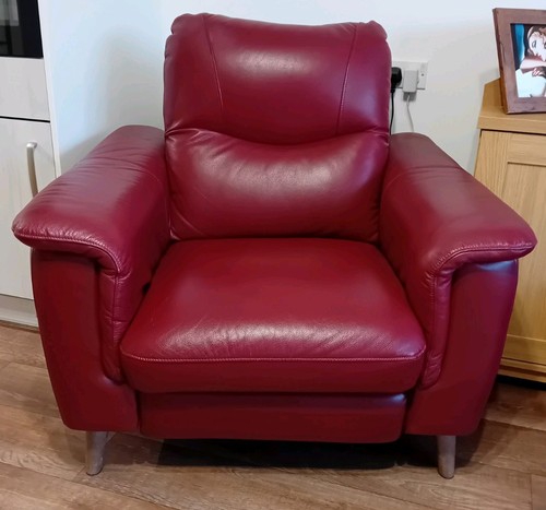 Red real leather - red, electric