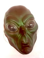 Adults Size Green & Brown Plastic Alien Mask Stag UFO Extra Terrestrial 
