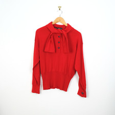 Women’s Vintage Escada Margaretha Ley Pullover Ribbed scarf sweater Wool 38 ~M