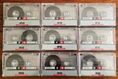 Nine c60 audio cassette tapes - c60,