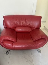 Red Leather Single Seater Sofa