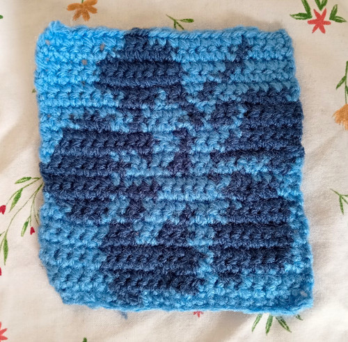 Crochet blue hibiscus - blue, coaster