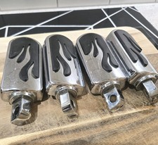 Harley Davidson 4 Footpegs Chrome & black flame Sportser /Dyna / Softail to 2017