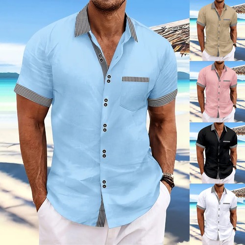Mens striped button t - up,