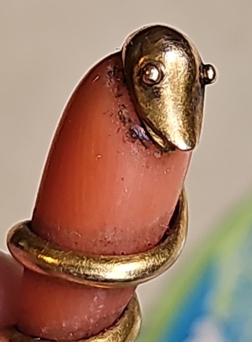 Antique victorian coral - coral, snake