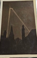 WW1 Zeppelin L15 over Woodford 1915 Searchlights RPPC by A. Scott Orr. 