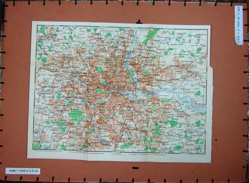 Original old vintage print map - vintage,