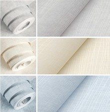 1-7x Plain Flat Woven Textured Wallpaper Linen Effect WallPaper Fabric Wallpaper