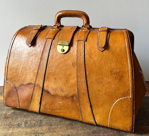 Vintage real leather gladstone - vintage,