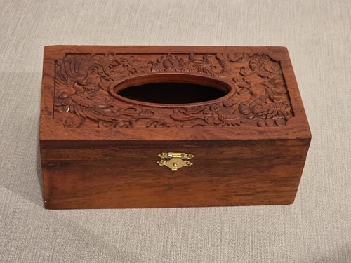 Vintage wooden tissue box - wooden,