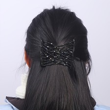 Hair Combs 4pcs Elastic Beaded Magic Stainless Steel Traceless Double Comb Clips