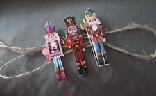 Nutcracker Wooden Ornament set of 3 for Christmas
