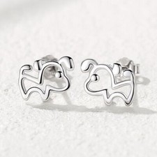 Cute Doggy Puppy Stud Earrings 925 Sterling Silver Women Girls Jewellery Gift