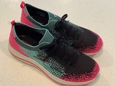 Skechers size 7 goga mat black/pink/aqua slip on trainer