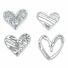 SCRIBBLE HEARTS Metal Die Cutters Love Wedding Anniversary 4 Cutting Dies Set