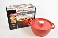 Pyrex Slowcook Casserole Round Red 3.6L Cast Iron Pot & Lid New Boxed 