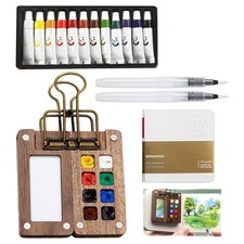 Portable Palette Pocket Artist Travel Set, 8-Grid Watercolour Palette with Metal