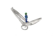 STERLING SILVER OPENING ALIEN IN SPACESHIP/SPACE ROCKET CHARM   