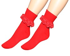 Ladies Frilly Ankle Lace Socks Retro School Trainer Girls Lacey Fancy Dress