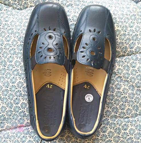 Easy navy leather - mary, jane
