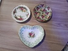 Royal Albert Old Country Roses Pin Dishes X3 Including Heart Shape And Chintz