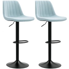 HOMCOM Bar Stools Adjustable Swivel Chairs Backrest Blue Set of 2, Refurbished
