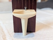 Vintage 1970s LUNDBY Barton doll house bathroom  Almond Sink