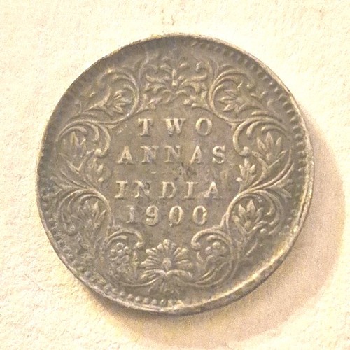 India two annas 1900 coin - two,